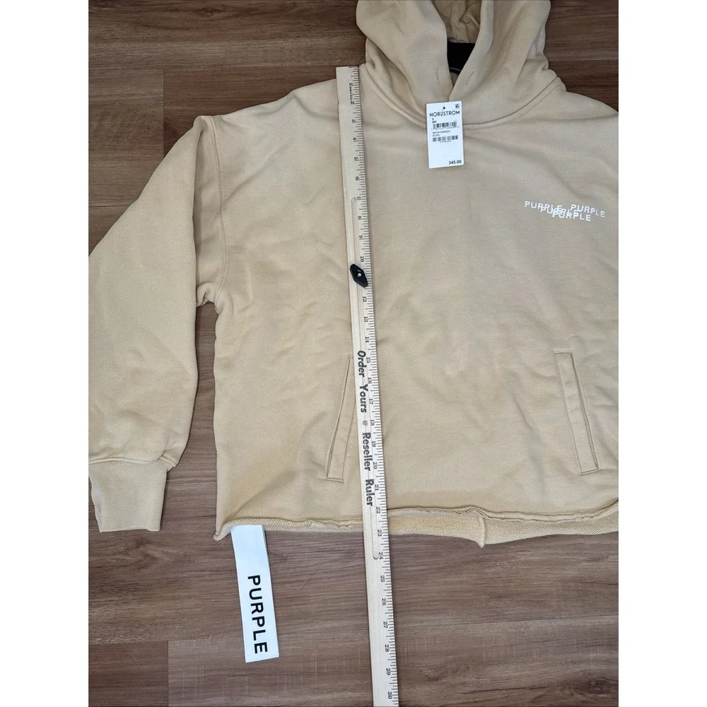 Purple Brand Oversized Fleece Graphic Hoodie‎ Ecru Small NWT